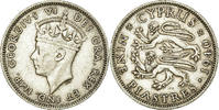 Cyprus 9 Piastres Coin, George VI, Silver, KM:25 -