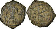 Half Follis Coin, Maurice Tiberius, Constantinople, Copper -