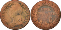 France 5 Centimes Coin, Dupré, Paris, Bronze, KM:640.1 -