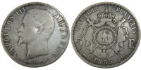 France 5 Francs Coin, Napoleon III, Napoléon III, Lyon -