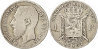 Belgium Franc Coin, Leopold II, Silver, KM:29.2 -