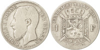 Belgium Franc Coin, Leopold II, Silver, KM:29.2 -