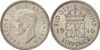 Great Britain 6 Pence Coin, George VI, Silver, KM:852 -