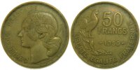 France 50 Francs Coin, Guiraud, Aluminum-Bronze, Gadoury:880 -