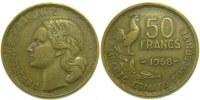 France 50 Francs Coin, Guiraud, Paris, Aluminum-Bronze -