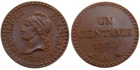 France Centime Coin, Dupré, Paris, Bronze, KM:754 -