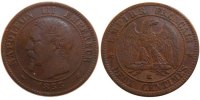 France 2 Centimes Coin, Napoleon III, Napoléon III, Bordeaux -