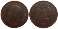 France 2 Centimes Coin, Napoleon III, Napoléon III, Strasbourg -