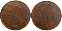 France 2 Centimes Coin, Napoleon III, Napoléon III, Bordeaux -