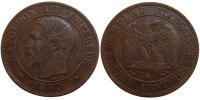 France 2 Centimes Coin, Napoleon III, Napoléon III, Marseille -