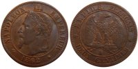 France 2 Centimes Coin, Napoleon III, Napoléon III, Strasbourg -