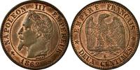 France 2 Centimes Coin, Napoleon III, Napoléon III, Bordeaux -