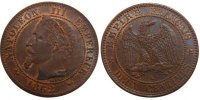France 2 Centimes Coin, Napoleon III, Napoléon III, Bordeaux -