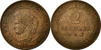 France 2 Centimes Coin, Cérès, Paris, Bronze, KM:827.1 -