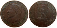 France 5 Centimes Coin, Napoleon III, Napoléon III, Strasbourg -