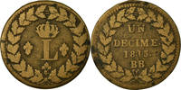 France Decime Coin, Louis XVIII, Strasbourg, Bronze, KM:701 -