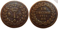 France Decime Coin, Louis XVIII, Strasbourg, Bronze, KM:701 -