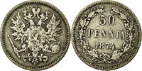 Finland 50 Penniä Coin, Nicholas II, Silver, KM:2.2 -