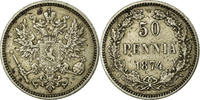 Finland 50 Penniä Coin, Nicholas II, Silver, KM:2.2 -
