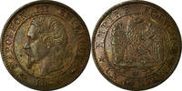 France Centime Coin, Napoleon III, Marseille, Rare, Bronze -