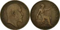 Great Britain Penny Coin, Edward VII, Bronze, KM:794.1 -