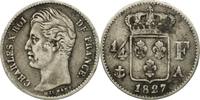 France 1/4 Franc Coin, Charles X, Paris, Silver, KM:722.1, Le -