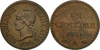 France Centime Coin, Dupré, Paris, Bronze, KM:754 -