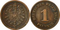 German Empire Pfennig Coin, GERMANY - EMPIRE, Wilhelm I, Frankfurt, Copper -