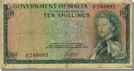 Malta 10 Shillings Banknote, KM:25a -