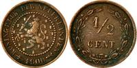 Netherlands 1/2 Cent Coin, Wilhelmina I, Bronze, KM:109.2 -