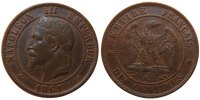 France 10 Centimes Coin, Napoleon III, Napoléon III, Bordeaux -