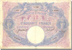 France 50 Francs Banknote, 50 F 1889-1927 ''Bleu et Rose'', 1913-08-07 -