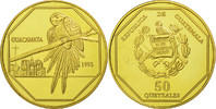 Guatemala 50 Quetzales Coin, Tower, Gilt Alloy, KM:3b.2 -