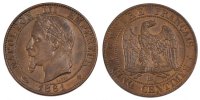 France 5 Centimes Coin, Napoleon III, Napoléon III, Strasbourg -
