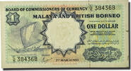 Malaya and British Borneo 1 Dollar Banknote, 1959-03-01, KM:8a -