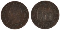France 2 Centimes Coin, Napoleon III, Napoléon III, Rouen -