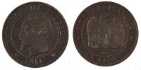 France 2 Centimes Coin, Napoleon III, Napoléon III, Lille -