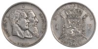 Belgium Franc Coin, Leopold II, Silver, KM:38 -