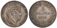 France 5 Francs Coin, Louis-Philippe, Strasbourg, Silver -