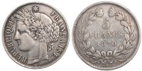 France 5 Francs Coin, Cérès, Bordeaux, Silver, KM:818.2 -