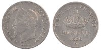 France 20 Centimes Coin, Napoleon III, Napoléon III, Bordeaux -