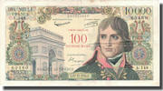 France 100 Nouveaux Francs on 10,000 Francs 1955-1959 Overprinted with -