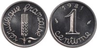 France Centime Coin, Épi, Paris, Stainless Steel, Gadoury:91 -
