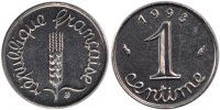 France Centime Coin, Épi, Stainless Steel, Gadoury:91 -