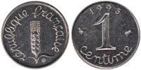 France Centime Coin, Épi, Paris, Stainless Steel, Gadoury:91 -
