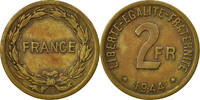 France 2 Francs Coin, France Libre, Philadelphia, Brass -
