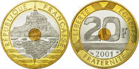 France 20 Francs Coin, Mont Saint Michel, Tri-Metallic -