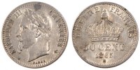 France 50 Centimes Coin, Napoleon III, Napoléon III, Strasbourg -