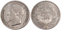 France 50 Centimes Coin, Napoleon III, Napoléon III, Paris -