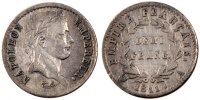 France 1/2 Franc Coin, Napoléon I, Paris, Silver, KM:691.1 -